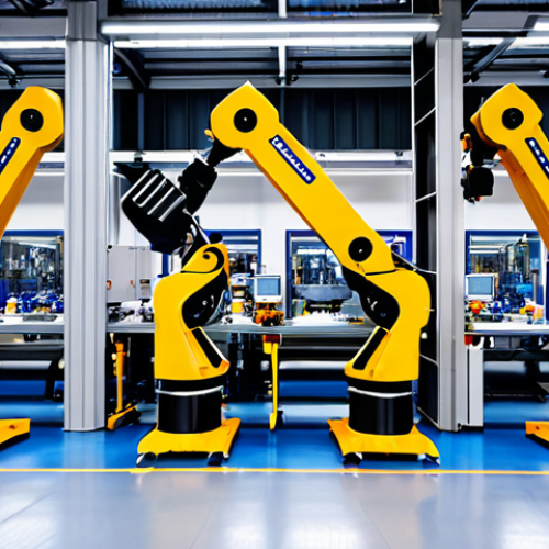 Home 13 **Factory Automation in Action**:
- Prompt: "A modern factory floor with advanced automation technology. Machines communicating with each other, robotic arms assembling products, and real-time data displays showcasing increased productivity. A clean and organized workspace with workers overseeing operations."